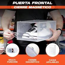 QY- Sneaker Game Rookie Box Set de 10 Cajas Para Zapatos Sneakers 100% Transparentes Apilables Apertura Frontal Magnética Resistente Durable Organizador de Zapatos Cajas para Tenis -3955 - transparente - Ver 6