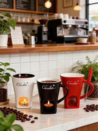 1 pieza, Horno de cerámica para derretir chocolate con doble asa, Horno de olla caliente para chocolate, Horno para derretir chocolate, Taza para calentar queso y queso, Olla para derretir chocolate, Incluye un tenedor, Adecuado para el hogar, fiestas, campamentos, oficina - Fácil de limpiar y usar como elemento decorativo central.