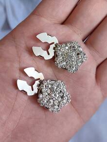 1pc/2pcs Elegant Geometric Pattern Button Set, Shirt Button Set, Clip Button Set, Fashionable Crystal Cufflink Set, Suitable For Tuxedo And Wedding Dress Decoration - Flowers - View 9