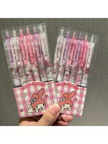 6pcs Cute Cartoon Design Neutral Ink Ballpoint Pen, 0.5mm Smooth Writing Quick Drying Retractable Pen, Kawaii Student-Style Office School Supplies, Perfect Christmas Gift