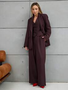 Autumn And Winter Solid Color Loose Daily Casual Suit Three Pieces Suit - Purple - View 2