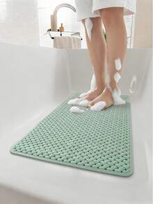 1pc Anti-Slip Shower Mat With Drain Holes And Suction Cups, Soft Washable Bathroom Carpet, Home Bathroom Shower Rug, Bathroom Decor, Bathroom Accessories, Bathroom Essentials, Kitchen Rug, Laundry Room - Khaki - View 11