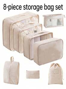 9pcs/Set Travel Packing Cubes - Large Capacity Multi-Function Zipper Storage Bags, Hand-Held Travel Bag, Storage Bag, Mesh Bag, Shoe Bag, Bottle Sleeve, Drawstring Bag, General Bag, Luggage Bag, Underwear Storage Bag, Hospital Bag, Shirts, Underwear, Clothes