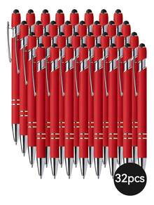1-32支定制金属伸缩圆珠笔+触控笔套装 | 防滑笔握+书写流畅的中号笔尖 | 兼容智能手机/平板电脑/办公设备 | 可刻字/日期/Logo | 商务刻字笔+教师节礼物+新人中性笔 | 适合学生/上班族/教师(男女通用) | 节日/生日礼物(母亲节/圣诞节/毕业典礼) | 办公/学习必备 | 多场景适用(教室/宿舍/商务会议) | 男女皆宜,青少年适用,DIY - 紅色 - 查看 16