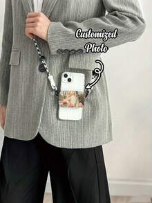 Funda de teléfono personalizable con cordón y correa para la muñeca con clip cruzado, soporte móvil personalizado con foto, regalo DIY para cumpleaños y San Valentín - Multicolor - Ver 3