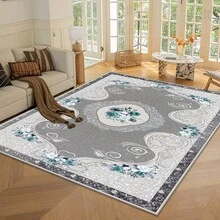 1pc Luxurious Elegant Floral Pattern Carpet. Velvet Surface Weighs Approx. 850g, Thickness Approx. 0.6cm. Durable, Anti-Slip, Easy To Clean Carpet. Available In Multiple Sizes. Suitable For Kitchen, Living Room, Dining Room, Bedroom, Balcony, Bathroom, Study And Other Scenarios. An Ideal Choice For Home Decor.