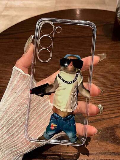 Cute Monkey Colorful Graphic Transparent Shockproof Thick Phone Case, Compatible With IPhone,