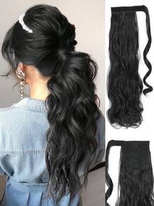 马尾假发片，卷曲波浪造型，夹式假发，环绕式长马尾假发片，合成纤维接发，女士适用，18英寸/24英寸 - 彩色 - 查看 15