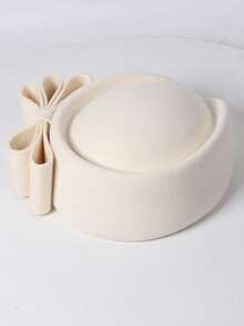 HIMESPORT 粉色羊毛毡法式贝雷帽，带蝴蝶结，优雅别致，适合婚礼、正式场合、教堂、下午茶、礼服、冬季鸡尾酒会等场合。 - A - 查看 4