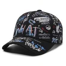 1 pieza Gorra de béisbol decorativa de poliéster con estampado de graffiti casual, primavera/otoño