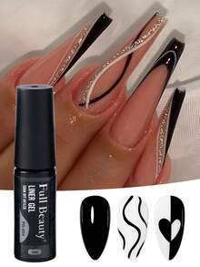 Sơn gel kẻ viền móng tay đen trắng 5ml, dụng cụ vẽ móng nghệ thuật, kẻ đường viền, vẽ graffiti, vẽ sọc, gel móng kiểu Pháp, phụ kiện làm móng, cọ vẽ, tự làm móng, móng cưới, cần thời gian sấy khô. - Đen và trắng - Xem 3