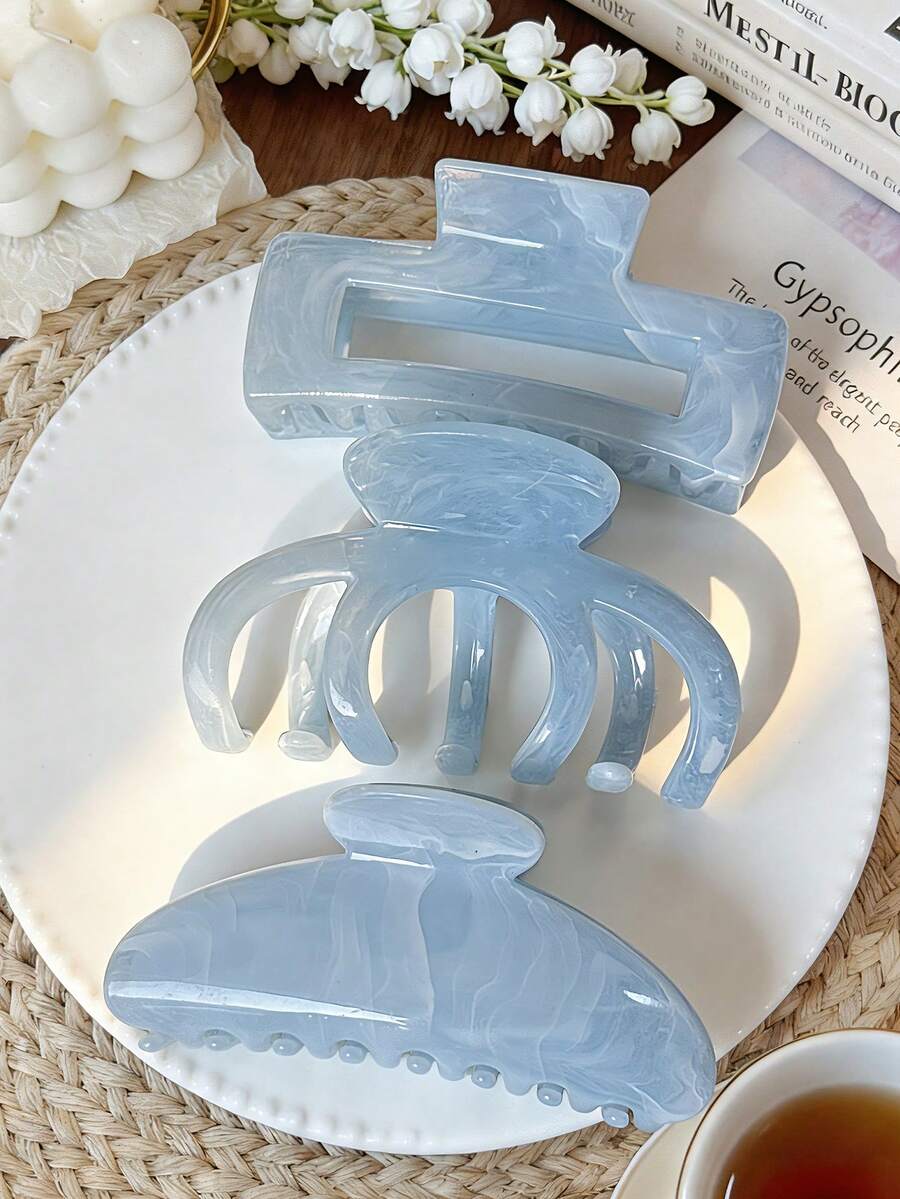Bộ 3 kẹp tóc hình bạch tuộc vỏ sò vuông lớn màu xanh dương, chất lượng cao, thanh lịch, tối giản, đa năng, màu ombre, phụ kiện tóc mùa hè, phù hợp cho hàng ngày, thường ngày, dự tiệc, đi làm, đi nghỉ mát, rửa mặt, trang điểm, phối đồ. Kẹp tóc càng cua thanh lịch, phụ kiện tóc thường ngày, cần thiết cho kỳ nghỉ biển, du lịch, lễ hội, sinh nhật. - Nhiều màu - Xem 1