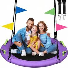 YQQ Columpio de árbol de 48 pulgadas platillo más grande para toda la familia capacidad de peso de 900 libras con correas ajustables para colgar para patio de juegos al aire última intervensión2179 - Morado - Ver 1