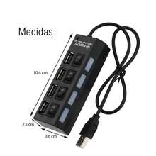Concentrador Hub De 4 Puertos Usb 2.0 Multi Contacto Adaptador Usb Con Interruptores Individuales Led - Blanco y Negro - Ver 10
