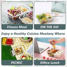 10 Pack Glass Meal Prep Containers 2 Compartment Set 30 OZ Airtight Glass Lunch Containers Glass Food Sge Containers With Lids For Microwave Oven Freezer And Dishwasher Friendly Grey - Gray - View 6