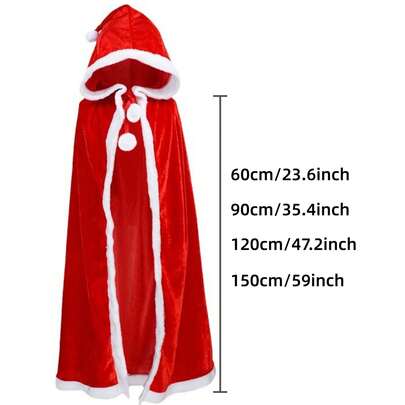 圣诞红色斗篷、圣诞老人斗篷、圣诞长款或短款连帽斗篷、圣诞披风、女士圣诞天鹅绒服装、小红帽斗篷、万圣节动漫角色扮演派对连帽斗篷