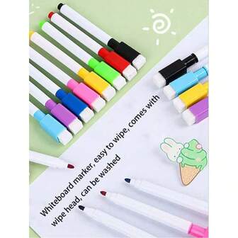 1/8/24Pcs BIC-Style No-Bleed Dry Erase Marker Set (Magnetic/Non-Magnetic) - Multi-Color Numbering School Pen For Useful Schoolchildren & School Things | Classroom Office Home Stationery, Back To School Teacher Supplies, Searchable Student Note-Taking Tool For Whiteboard/Blackboard,Shipment In Random Styles.