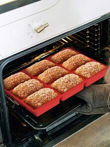 1pc Multi-Functional Silicone Mini Bread Baking Tray, Silicone Baking Pan, Silicone Ice Cube Tray, Non-Stick Mini Bread Baking Tray, Can Be Used As Ice Mold In Summer And Baking Tray In Winter, 9-Cavity Silicone Bread Baking Tray, Square Ice Cube Maker, Suitable For Baking Mini Breads, Cakes, Meat Buns, Cakes, Ice Cubes