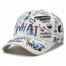 1 pieza Gorra de béisbol decorativa de poliéster con estampado de graffiti casual, primavera/otoño