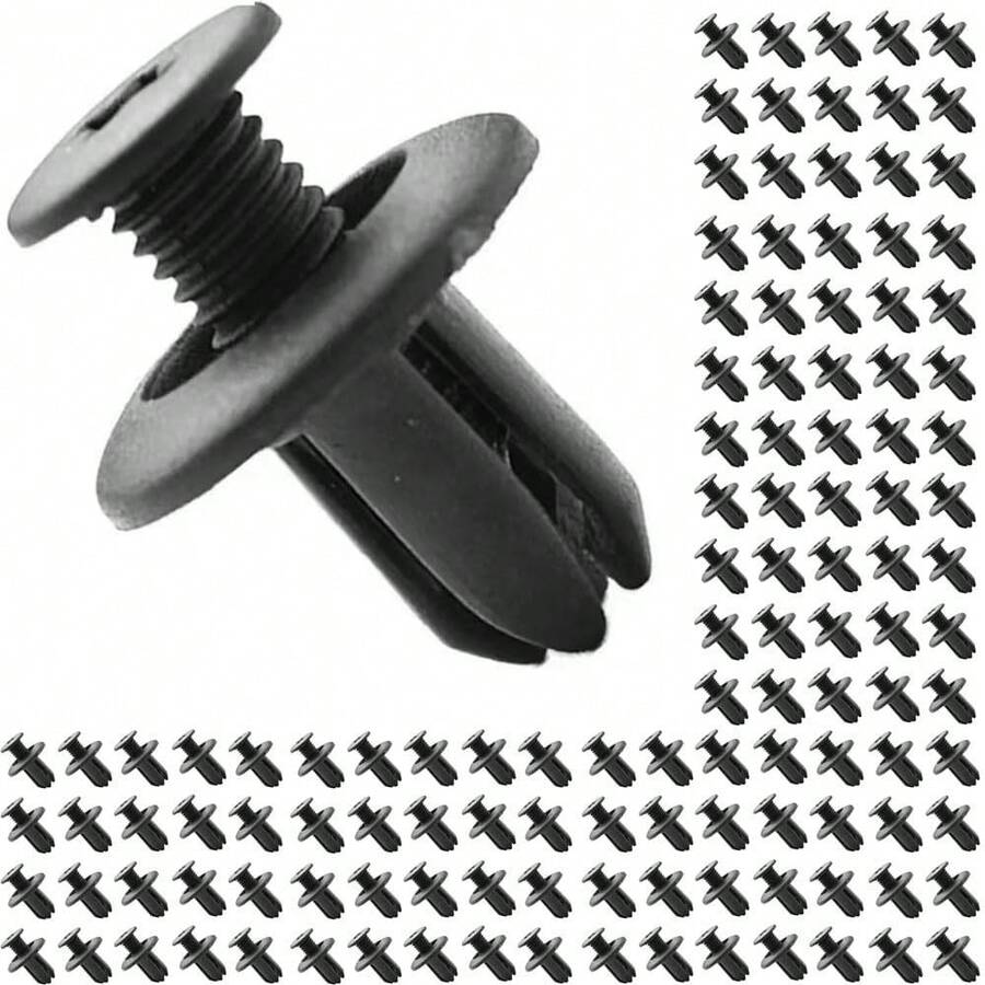 200 piezas de nailon para guardabarros de puerta, panel de parachoques de retención, rehe, clips de empuje compatibles con agujeros de 8 mm,  ,  Kia MB-455-56143 86590-28000 - negro - Ver 1
