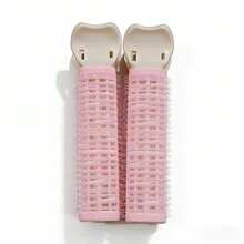 两件套丰盈发根夹，易于造型的卷发棒，可快速打造蓬松发型，轻巧塑料材质，白色底座粉色顶部，经久耐用，适合派对和日常使用，增加发量，卷发夹设计，功能性发饰，发夹