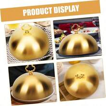 Alipis Tapa De Acero Inoxidable Para Derretir Queso Y Cubierta Antisalpicaduras Campana Redonda Con Asa Para Cocina Parrilla Y Plancha 5.51 Pulg Dorado - como en la foto - Ver 8