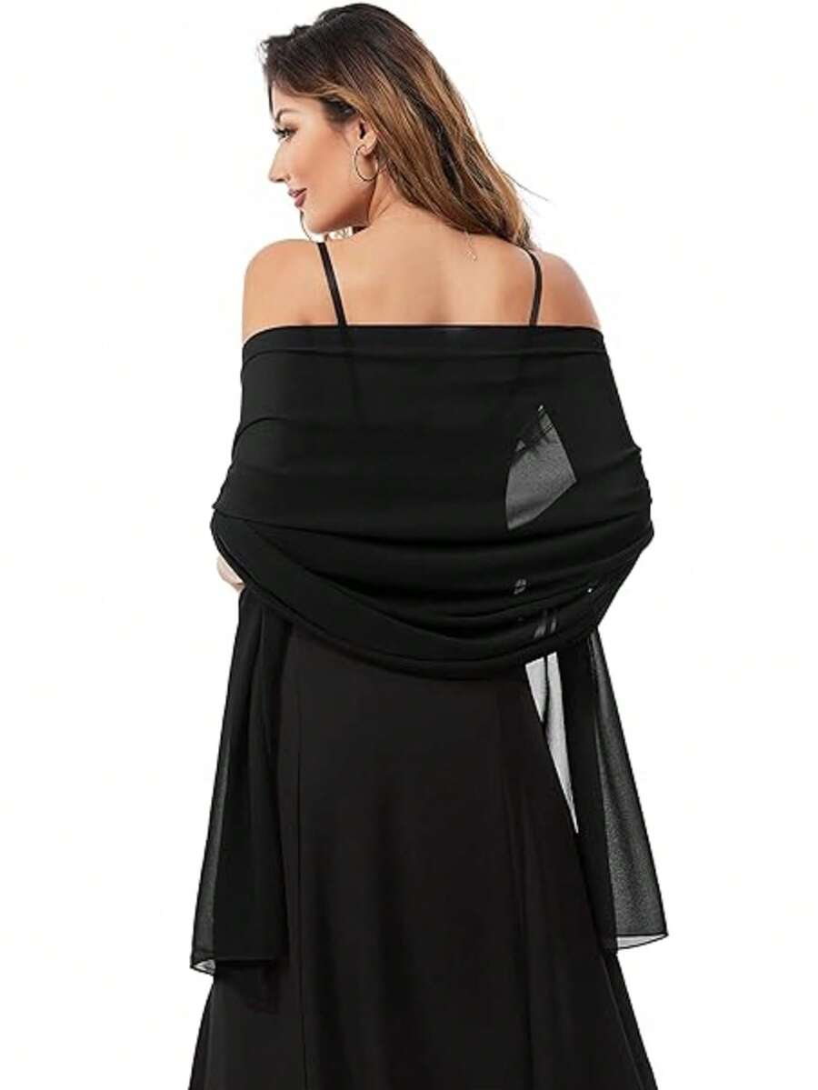 Khăn choàng voan chiffon, thích hợp cho cô dâu, đám cưới, váy dạ hội và các dịp đặc biệt.
