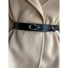 1pc Women's High-End Decorative Slim Waistband Belt, Suitable For Dresses, Blazer Jackets, Fashion Wide Waist Belt, Black Fall, Autumn, Halloween - màu đen - Xem 3