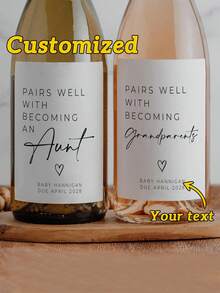 Customized Pregnancy Announcement Wine Or Champagne Label Gifts, Creative Custom Bottle Sticker Gifts, Customized Anniversary Gifts, New Year Gifts, Couple Anniversary Gifts, Personalized Baby Grandparent Champagne Stickers - Multicolor - View 1
