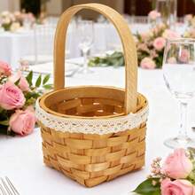 Woven Flower Basket Elegant Rustic Large Capacity Lightweight Portable Basket For  Storage - Brown - View 5
