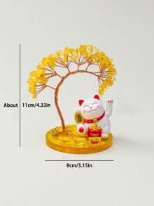 招财猫水晶摇钱树 - 黄水晶/紫水晶风水摆件，寓意财富与好运 | 家居办公室桌面摆件礼品