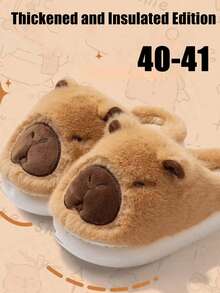 Capybara Slippers, Cartoon Capybara Slippers For Winter, Casual Style For Women, Fabric Upper, Rubber Sole, Washable Indoor House Slippers, Comfortable Fabric Lining And Cushioned Insole, Soft And Warm, Suitable For Indoor/Outdoor Wear, Plush Lining, Lightweight Rubber Sole, Fashionable INS Style, Cute Unisex Couples Autumn/Winter House Slippers Insulation,Galentines,Puppy,Carnival,Party Decorations,Shoe,Spring Summer Picks,Brides Maid Gifts,Room,Bedroom Decor,Beach,Travel,For Men,For Women,Vacation,Cute Stuff - Multicolor - View 19