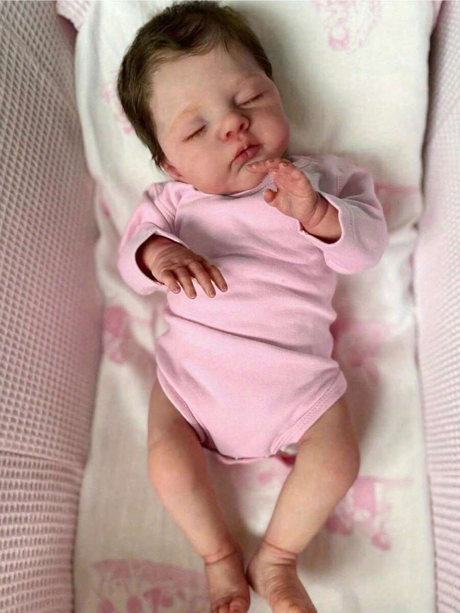 Cloth Body Vinyl Limbs 48 CM 3D-Paint With Visible Veins Asleep Reborn Baby Doll Toy Lifelike Collectable Humanoid Doll Handmade Fashion Birthday Gift - muñeca durmiente - Ver 1