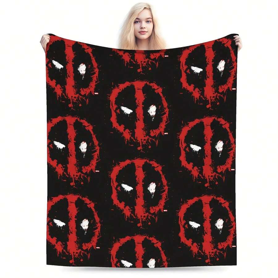 Deadpool Paint Splatter Logo Blankets Fleece SpringAutumn Multifunction Lightweight Thin Throw Blanket For Sofa Outdoor Quilt - Kiểu 3 - Xem 1