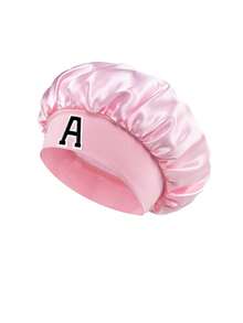 1pc Children's Smooth Satin Letter Print Sleep Cap, Fashionable & Comfortable, Breathable Anti-Slip, Daily Hair Care Cap - Multicolor - View 5