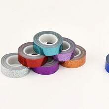 1卷闪光装饰和纸胶带，闪亮全息布胶带，非常适合装饰日记本、剪贴簿、相册、卡片和礼品包装 - 均碼 - 查看 7