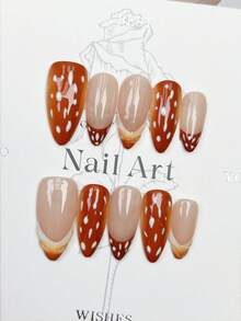 10 móng tay giả thủ công hình hạnh nhân, móng acrylic dán sẵn, cỡ trung bình, màu cam nhạt, hiệu ứng chuyển màu, móng kiểu Pháp, chấm bi, hình dâu tây, hình giọt nước, kiểu cá tính, thanh lịch, đơn giản, thích hợp cho mùa thu, dự tiệc, hẹn hò, đi biển, nghỉ dưỡng nhiệt đới. Bộ dụng cụ làm móng DIY phù hợp làm quà tặng cho phụ nữ và bé gái. - trái cam - Xem 2