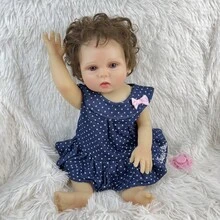 48 CM 19 Inch Full Vinyl Body Reborn Baby Doll Toy For Kids Handmade Fashion Birthday Gift Bathe Play House Bedtime Toy - Muñeca de cuerpo entero de vinilo - Ver 5