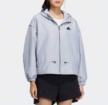 Adidas 女士保暖连帽夹克，防风户外运动休闲外套 - 藍色 - 查看 5