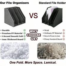 Lemical - Soporte para revistas 4 compartimentos verticales plegable para ahorrar espacio organizador de computadora y cocina sin necesidad de ensamblar color negro - negro- 4 piezas - Ver 3