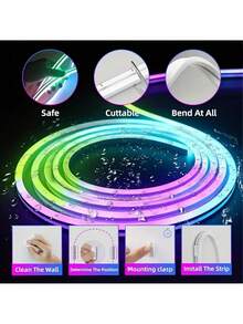 TYUTE 5v RGB Neon Bluetooth Infrared Color-Changing Light Strip, Equipped With A 44-Key Multi-Functional Remote Control. The Application Controls The Lighting And Music Synchronization. The Available Length Ranges From 3.28 Ft To 16.4 Ft. It Is Suitable For Christmas, Home Decoration, Parties, Weddings, Birthdays, And Festival Lighting - Ánh sáng màu - Xem 3