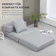 HOMCOM 2-In-1 Folding Sofa Bed With Bed Function, Load Capacity Up To 100 Kg, Extra Bed For Living Room And Bedroom - Grey - View 6