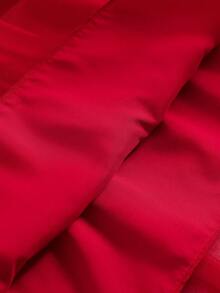 女童时尚撞色拼接连衣裙，清新草莓刺绣泡泡袖设计，配腰带，适合派对、户外休闲，尽显公主风夏季魅力 - 紅白色 - 查看 7