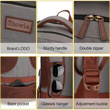 Canvas Laptop BackpackSchool Backpack For Men Women Anti-Theft Travel Rucksack Fits 15.6 Inch Laptop Bookbag With USB Charging Port - AKhakiGrey - View 5