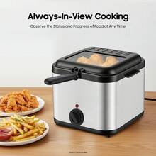 Rainaut Set Of Freestanding Stainless Steel 110V Electric Deep Fryer With Basket, 1000W Electric Deep Fryer With Basket For Be Used To Make Various Fried Foods, Such As French Fries, Onion Rings, Fried Chicken, Deep-Fried Dough Sticks, Etc. - 查看 6