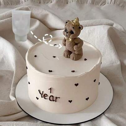 1个可爱小熊硅胶模具，DIY创意吹灭蜡烛小熊石膏模具，家居装饰/礼品蜡烛模具，手工环氧树脂浇铸模具，艺术装饰粘土石膏模具