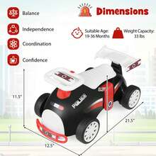 Lifezeal Kids Ride On Push Car With Music Under-Seat Storage Universal Wheels For Boys Girls Black & Red/Black & White/Pink & White - Black and Red - View 2