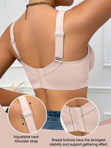 Hersunei Peach Girl 女士钢圈加厚聚拢文胸 - 提升胸型,侧向支撑,性感舒适,时尚百搭,适合度假和日常穿着 - 粉色 - 查看 3