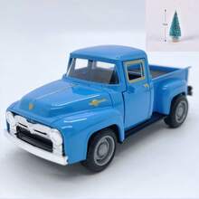 圣诞红色卡车模型复古金属汽车摆件收藏玩具，配有迷你圣诞树，适合桌面装饰，适合作为复活节、圣诞节和生日礼物。 - 粉色 - 查看 11