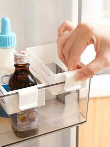 1pc/3pcs Adjustable Refrigerator Side Door Storage Box, White Movable Multi-Layer Storage Box, Space Saving, Suitable For Refrigerator, Food Storage Room And Kitchen, White, Food Storage, Kitchen Tools, Kitchenware, Kitchen Accessories